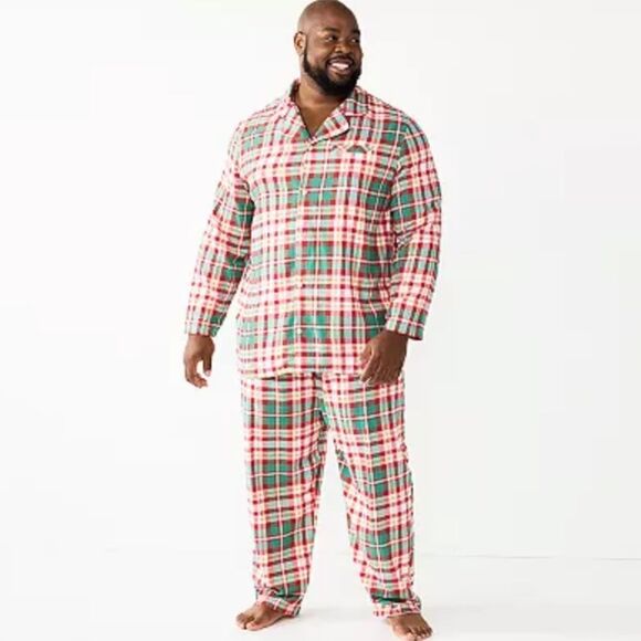 NWT Mens Plaid flannel Holiday Pajamas Sz 2XB - Picture 1 of 4